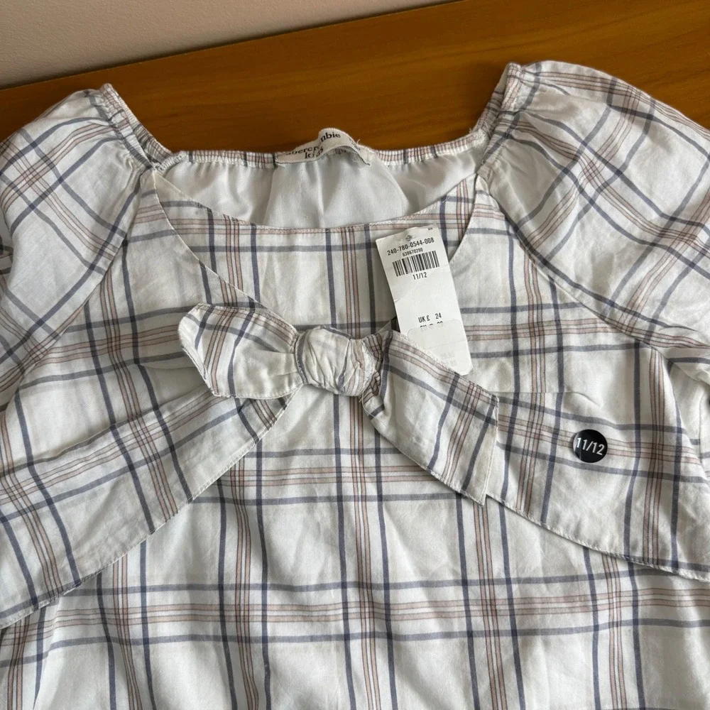 Abercrombie Girls Plaid Shirt‎ Long Sleeve Bow Tie Top 11/12
